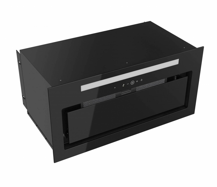 Вытяжка полновстраиваемая Navi Glass, 60см, б/угольного фильтра, черный/черное стекло, ПДУ, Konigin