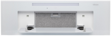 Вытяжка полновстраиваемая Navi Glass, 90см, б/угольного фильтра, белый/белое стекло, ПДУ, Konigin