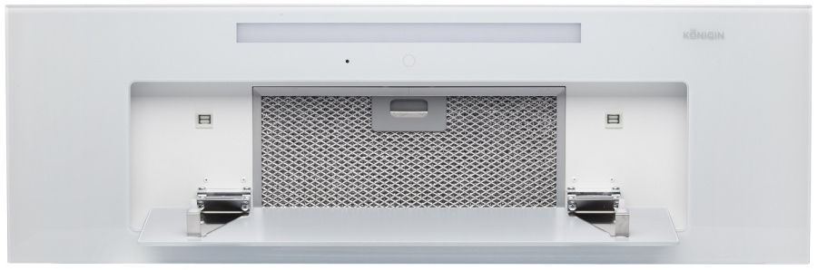 Вытяжка полновстраиваемая Navi Glass, 90см, б/угольного фильтра, белый/белое стекло, ПДУ, Konigin
