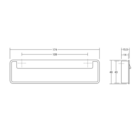 Ручка врезная, FOLD, 0542128Z23, 128мм, металл, никель