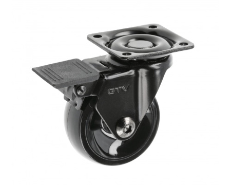 Опора колесная с площадкой, d=50мм, со стопором, черный, 40кг/шт, GTV