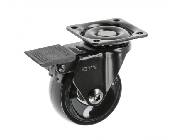 Опора колесная с площадкой, d=50мм, со стопором, черный, 40кг/шт, GTV