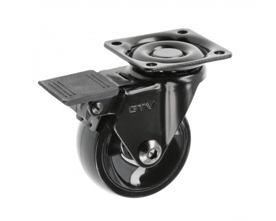 Опора колесная с площадкой, d=50мм, со стопором, черный, 40кг/шт, GTV