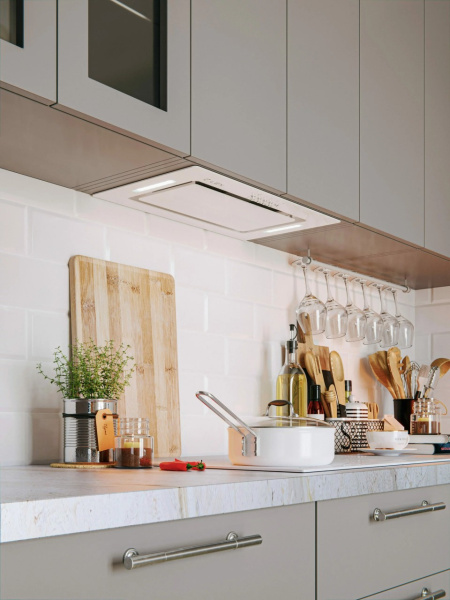 Вытяжка полновстраиваемая GS BLOC G 600 WHITE, 60см, б/угольного фильтра, белый, Lex