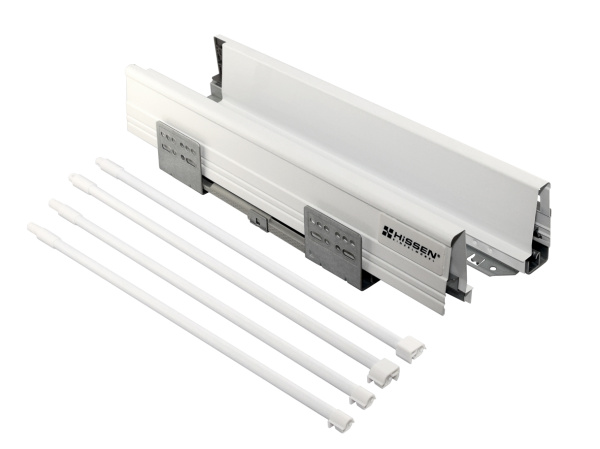 Ящик Prime Box, L=450мм, H=199мм, с 4 рейлингами, белый, HISSEN