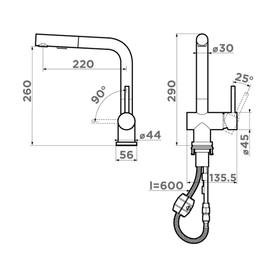 Смеситель Koriyama-SB, нержавеющая сталь, нержавеющая сталь
