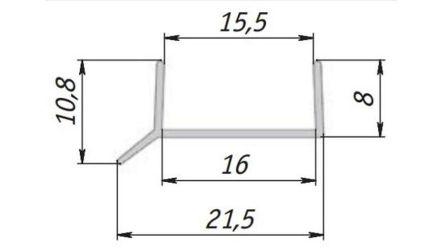 Уплотнитель для цоколя, 16мм, L=3000мм, белый